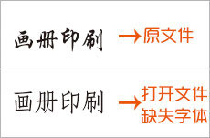 印刷文件字體轉(zhuǎn)曲線示意圖